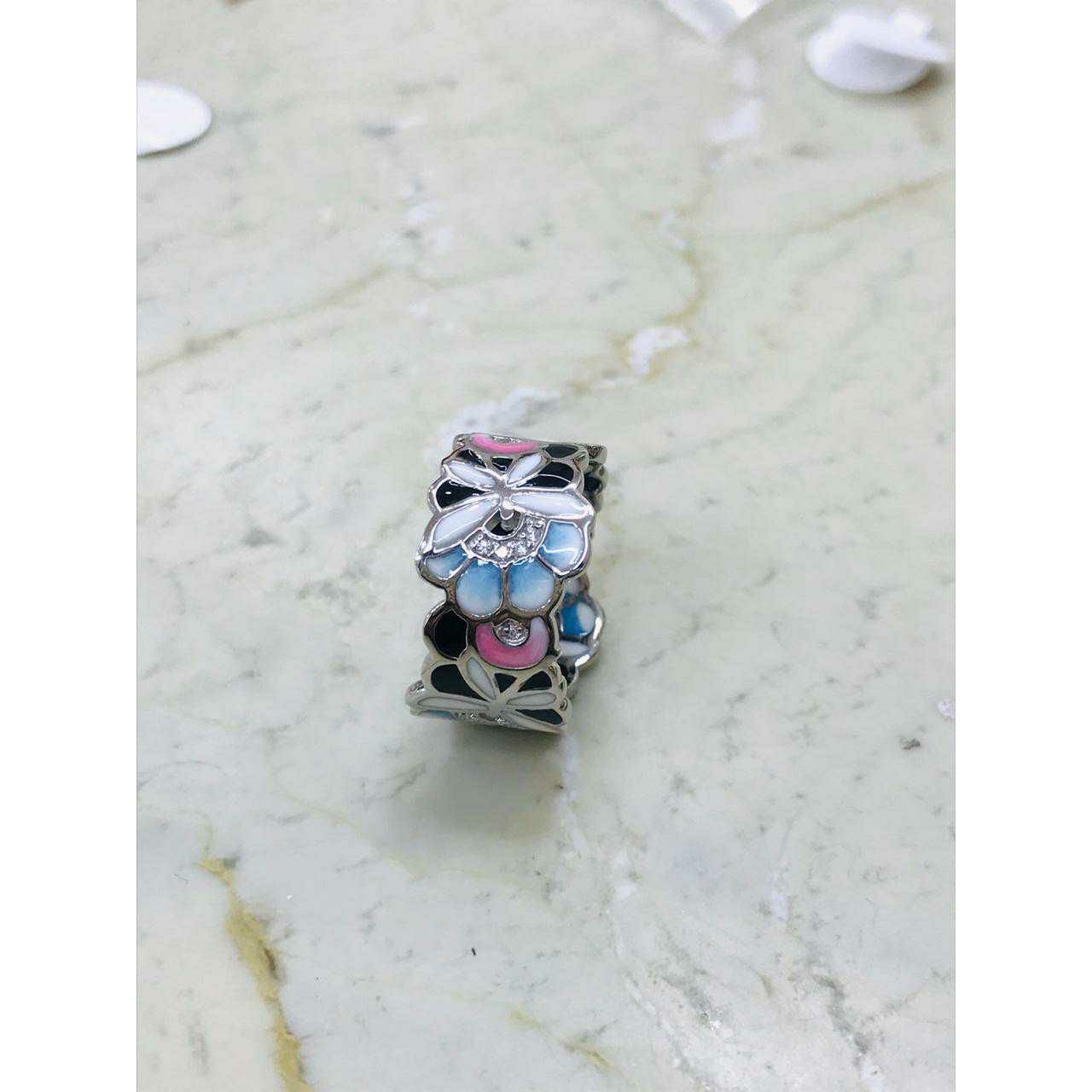 92.5 Sterling Silver Butterfly Designing Multy Colour Ring Ms-3029