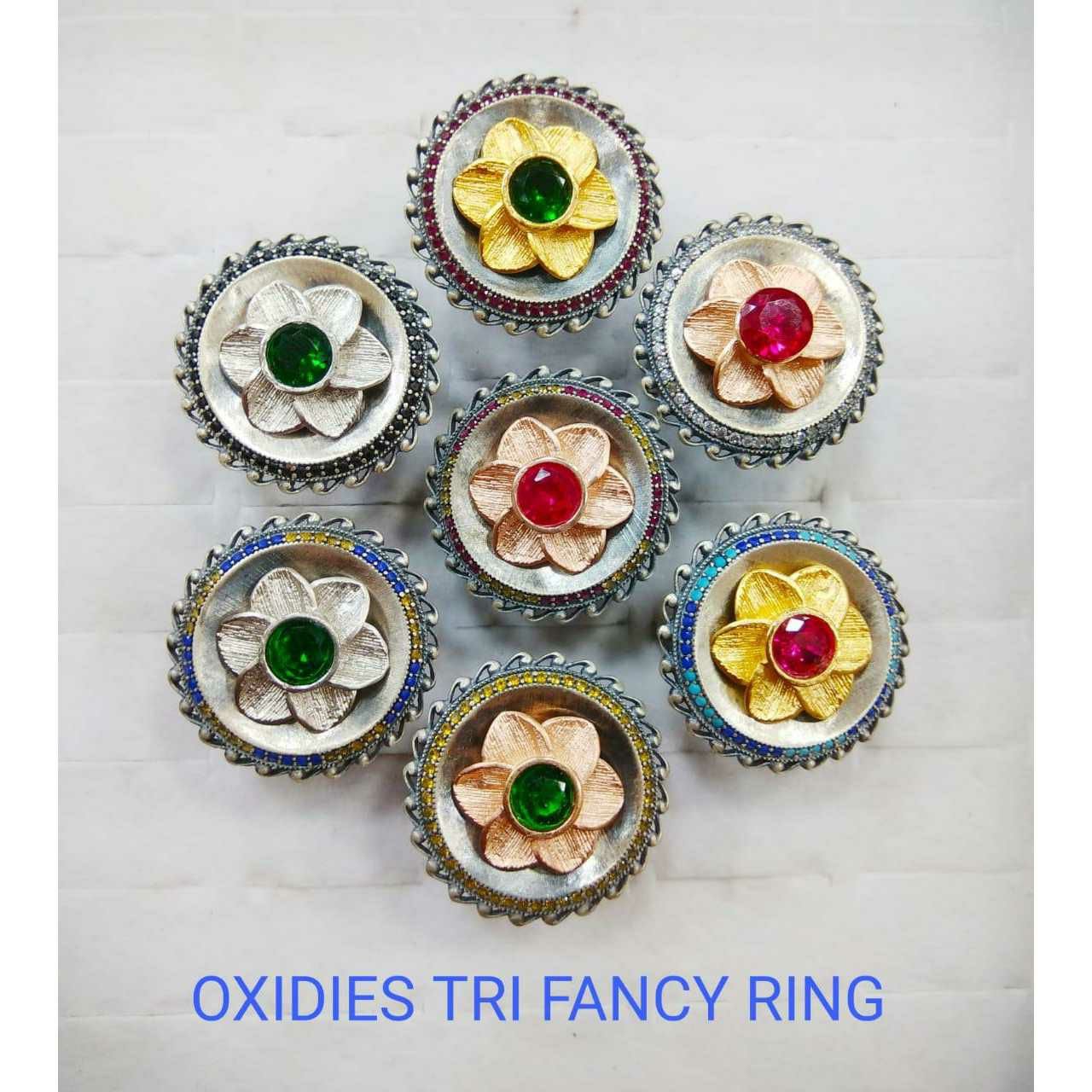 92.5 sterling Silver Beautiful Look Oxodize Tri Fancy Ring Ms-3210