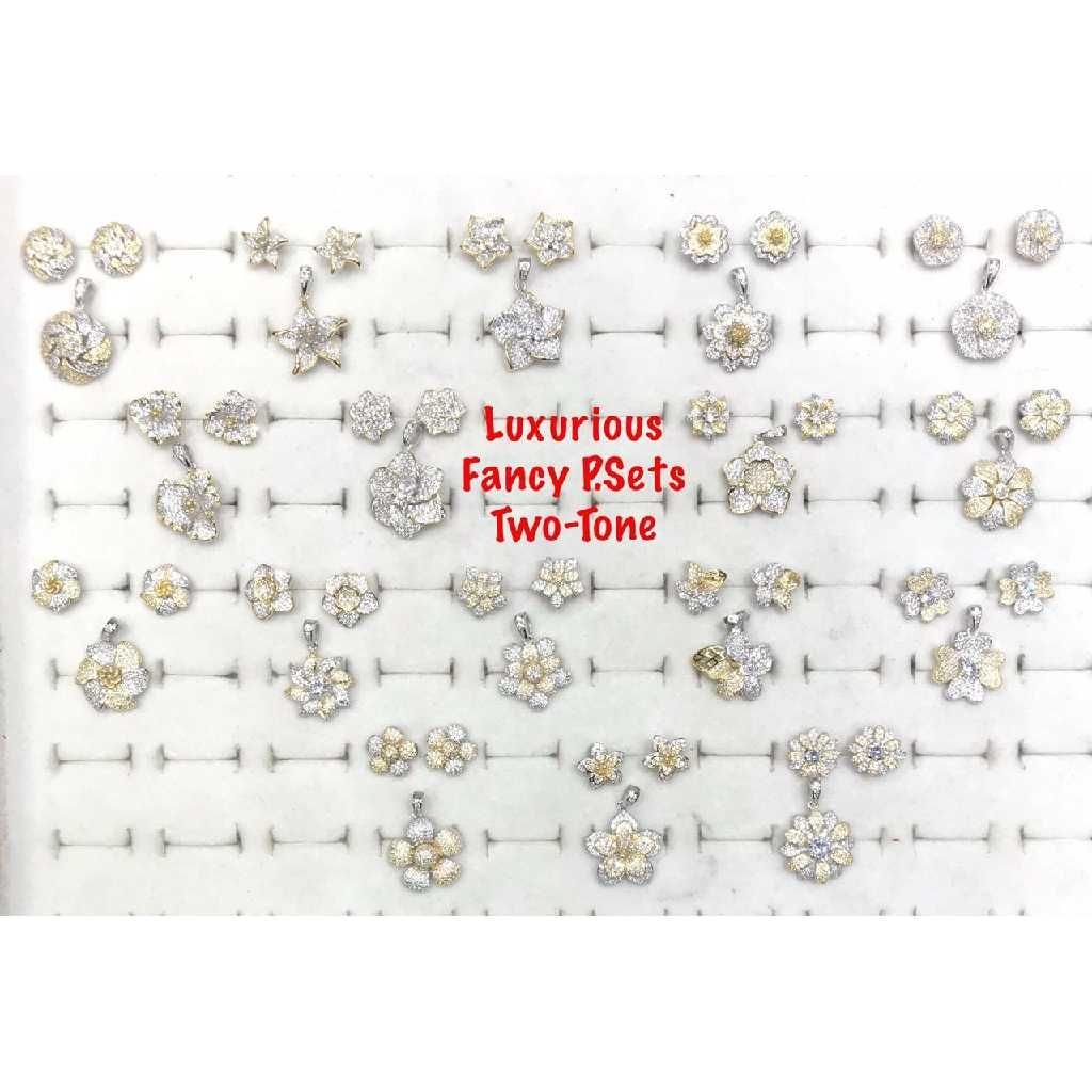 92.5 Sterling Silver Luxurious Two Tone Fancy Pendant Set