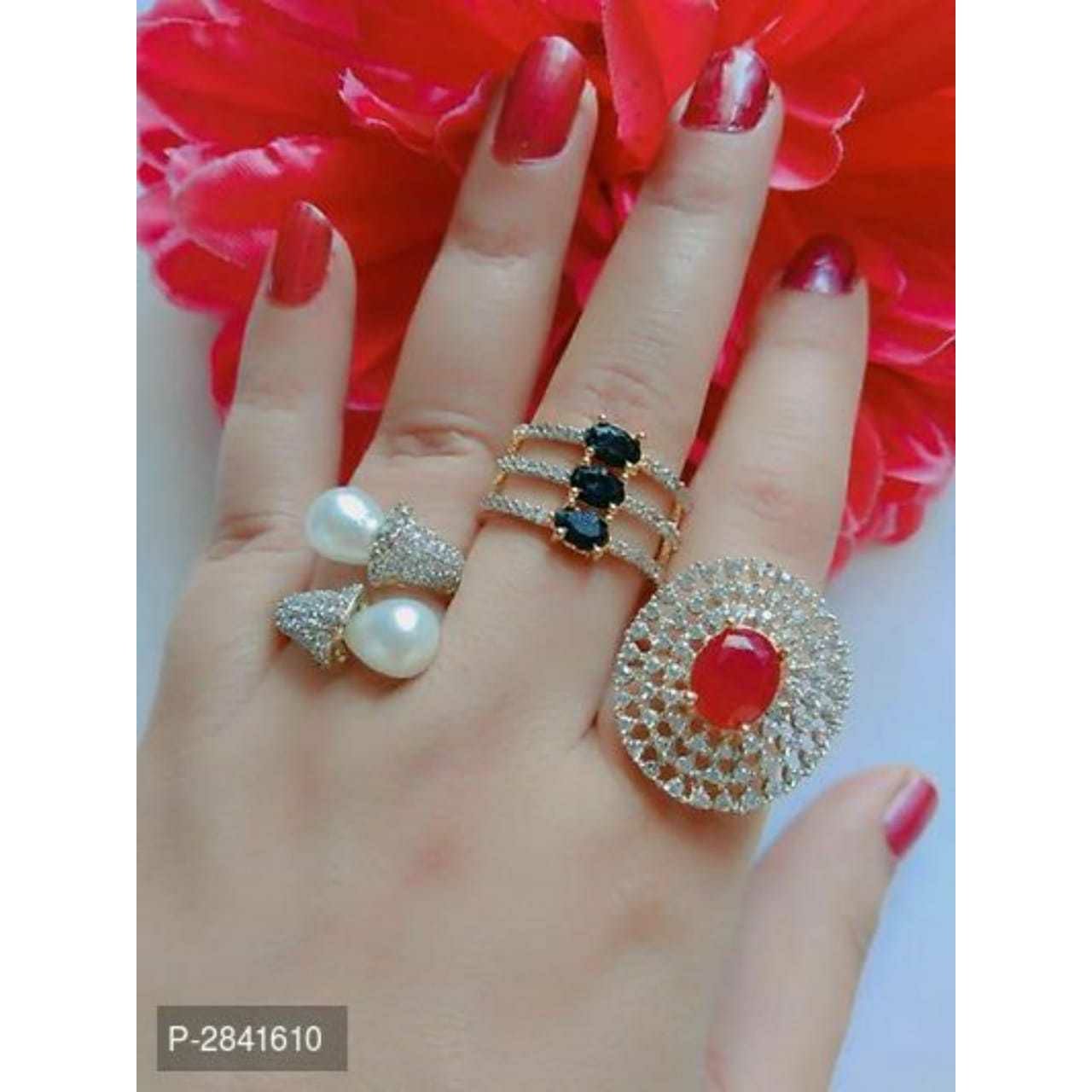 Moti Micrositting Dimond Ladiesh Ring Ms-2031