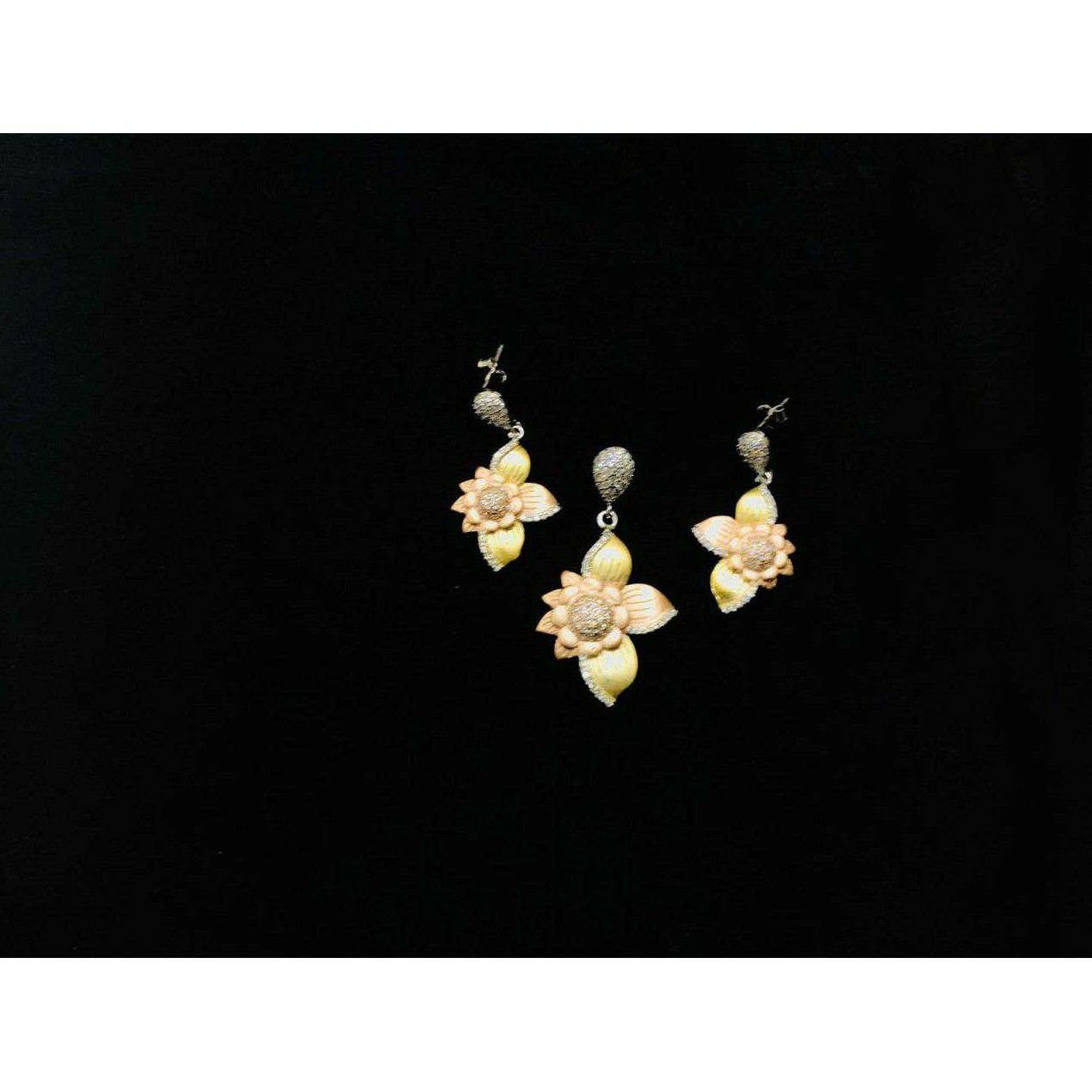 92.5 Sterling Silver Rose Gold Pendant Set Ms-3833