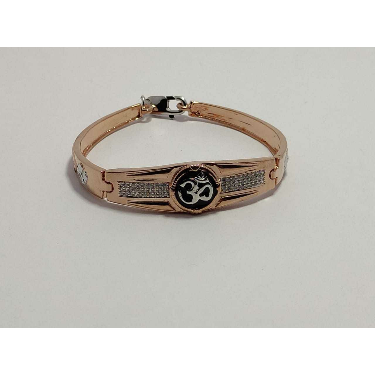 92.5 Sterling Silver Rose Gold Micro Om Bracelet Ms-3887