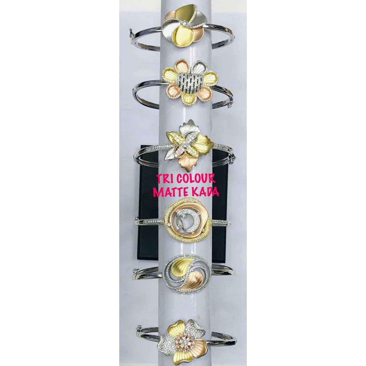 92.5 Sterling Silver Tri Colour Matte Rodyam Bracelet Ms-3084