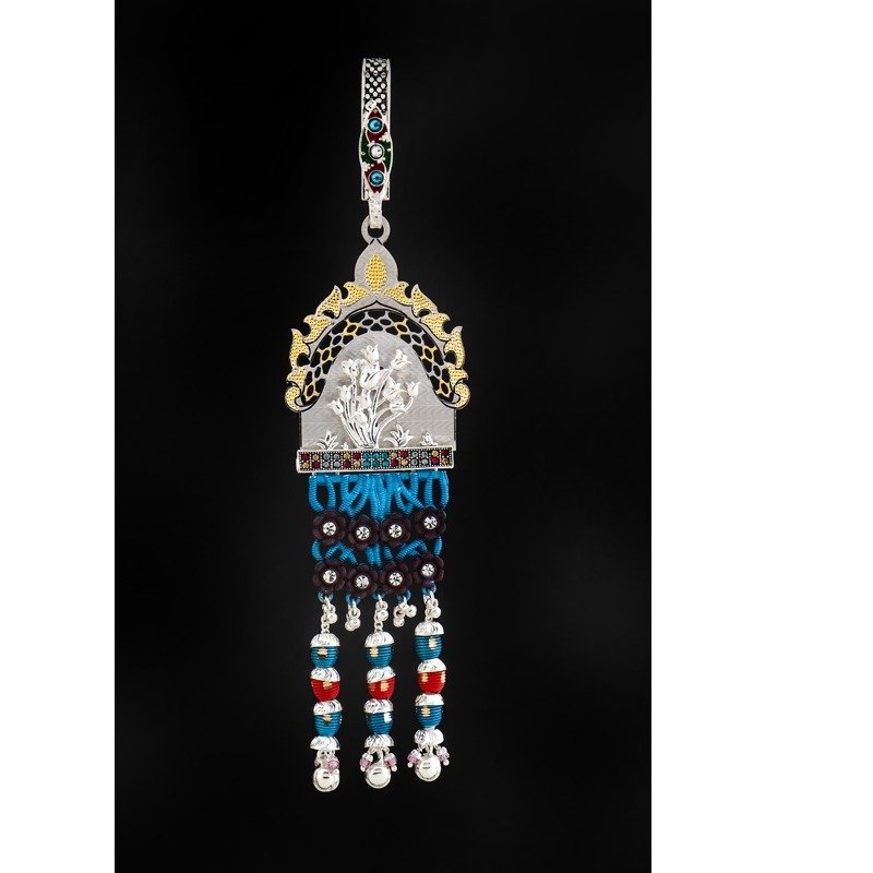 Silver floral antique waist keychain