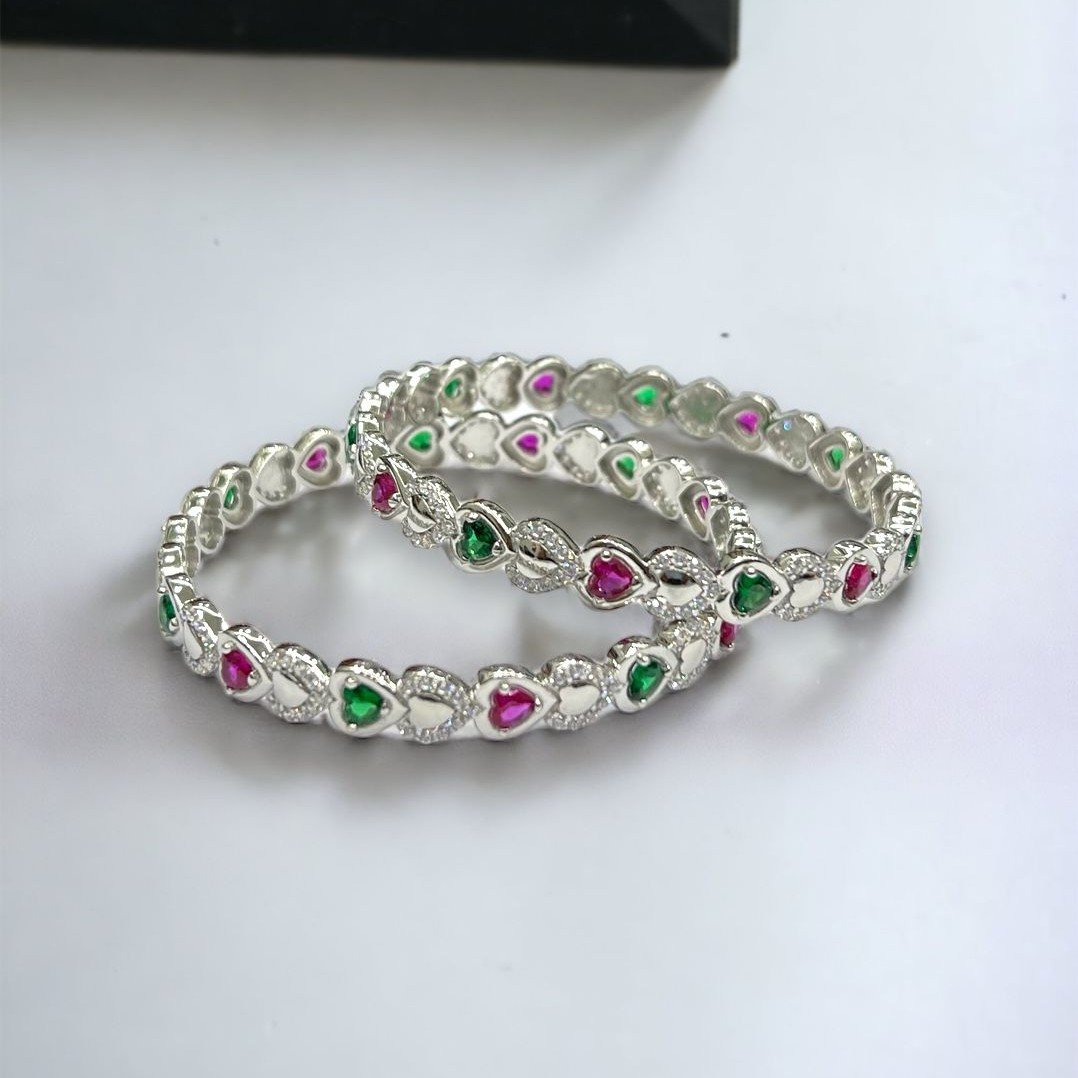 Silver Colorful Stone Bangles