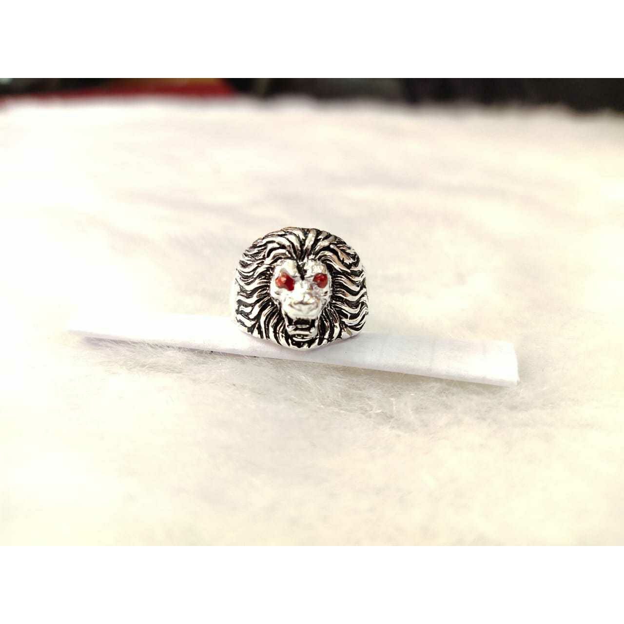 92.5 Sterling Silver Lion Face Ring Ms-3813