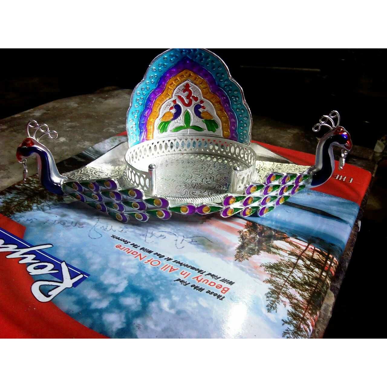 Om Writting With Peacock(Mor) Mina Handmade Working Sihasan Ms-1790